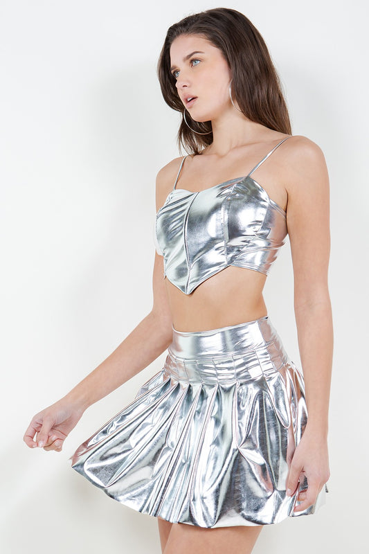 A-Line Skirt Set (Metallic Silver)