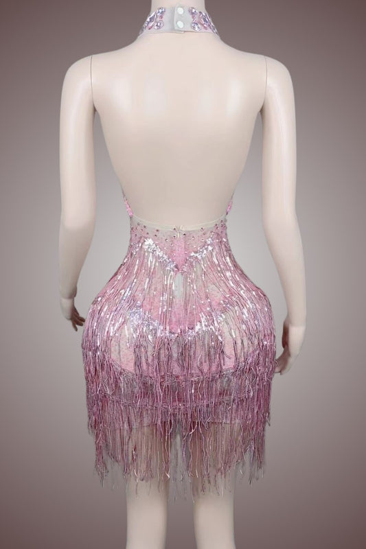 Zola Rhinestone Dress (Pink)