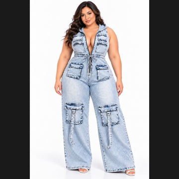 Gemini Denim Jumpsuit (Plus)