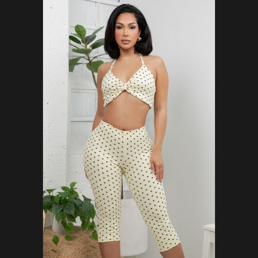 Ashley Polka Dot Capri Pant Set