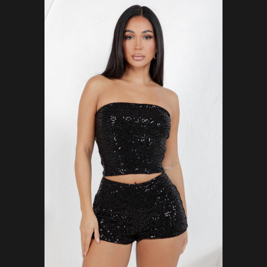 Inezi Sequin Short Set