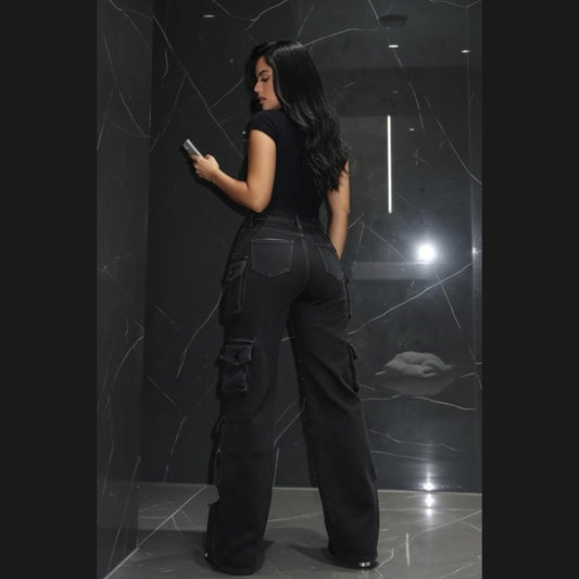 Distressed Cargo Jeans