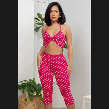 Ashley Polka Dot Capri Pant Set