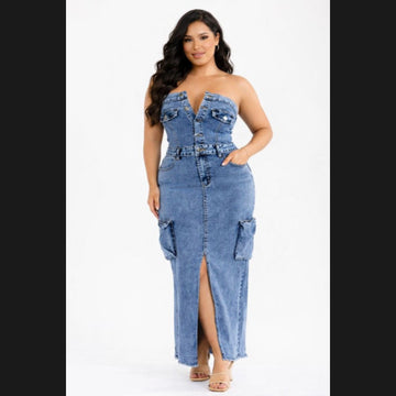 Jazmyn Denim Dress (Plus Size)