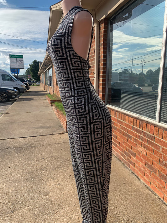 Glitter Jumpsuit w/o Sleeves (Plus Size)
