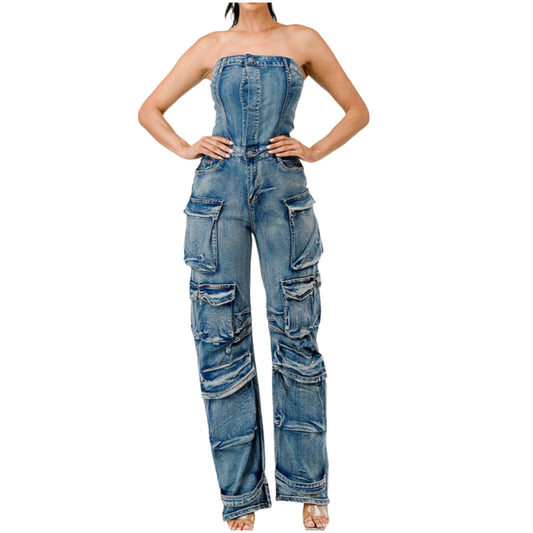 Utility Denim Jumpsuit