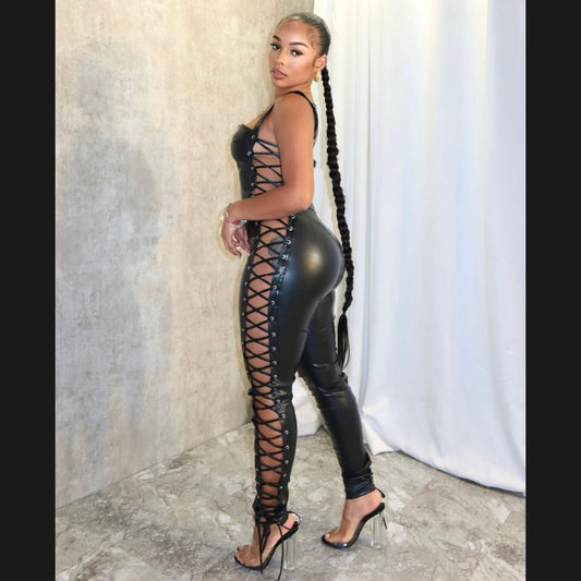 Syn Faux Leather Jumpsuit