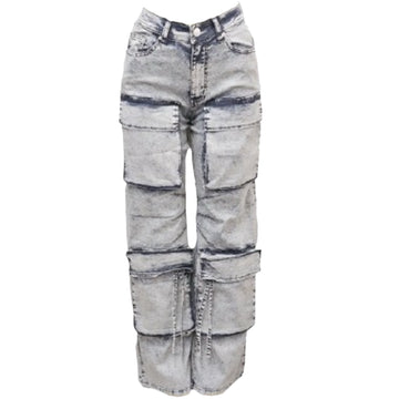 Acid Wash Cargo Jeans