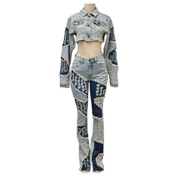 Chivon Denim Stacked Set