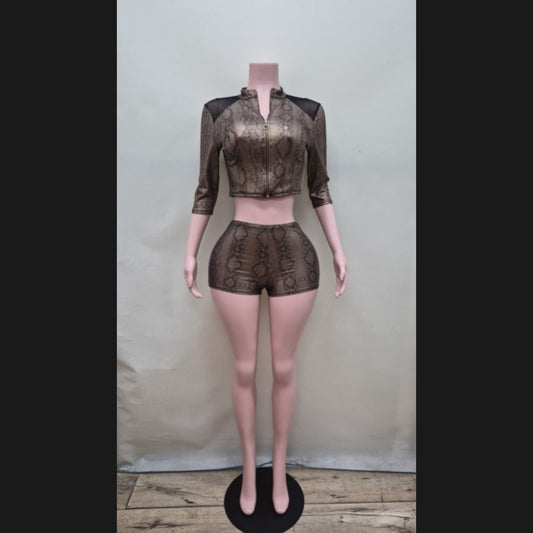 Asia Snakeskin Short Set