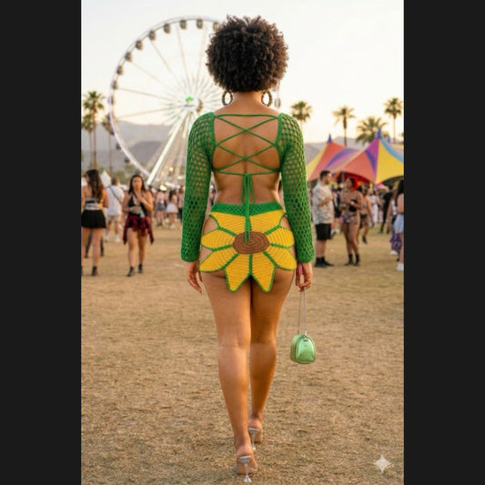 Sunflower Crochet Skirt Set
