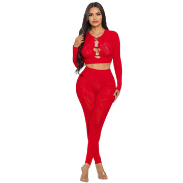 Crystal Bodystocking Leggings Set