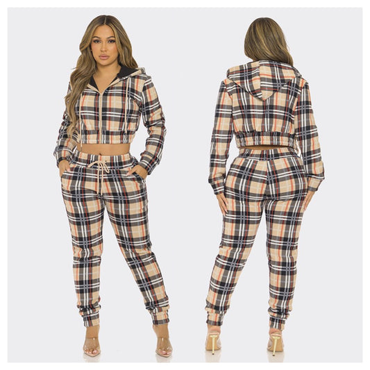Plaid Jogger Set