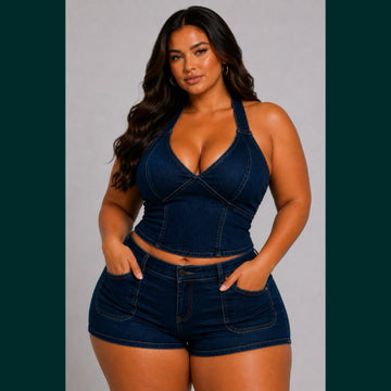 Donyella Denim Short Set (Plus Size)