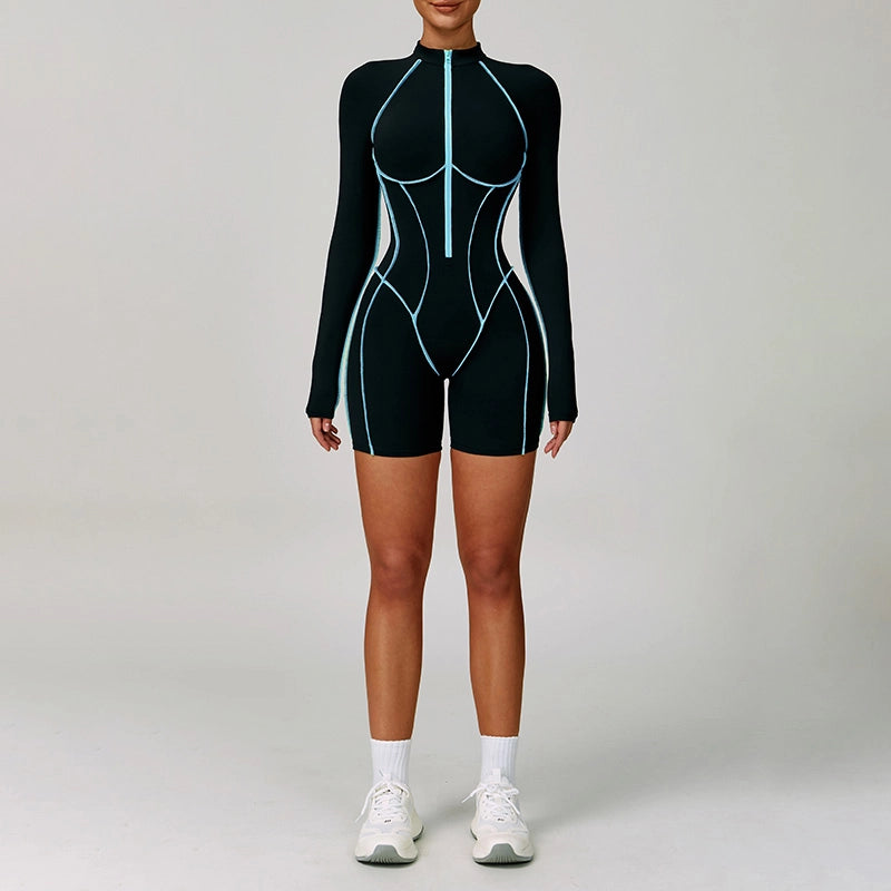 Color Blocked Long Sleeves Bodysuit