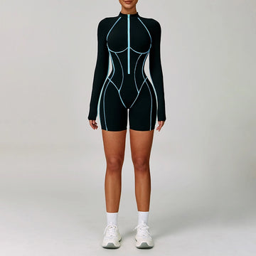 Color Blocked Long Sleeves Bodysuit