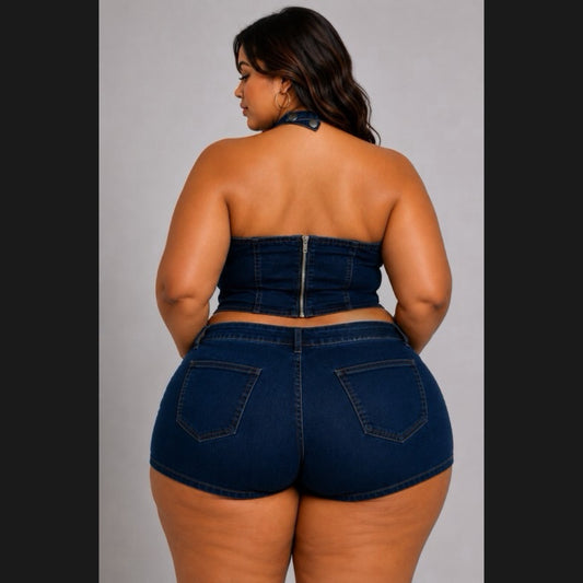Donyella Denim Short Set (Plus Size)