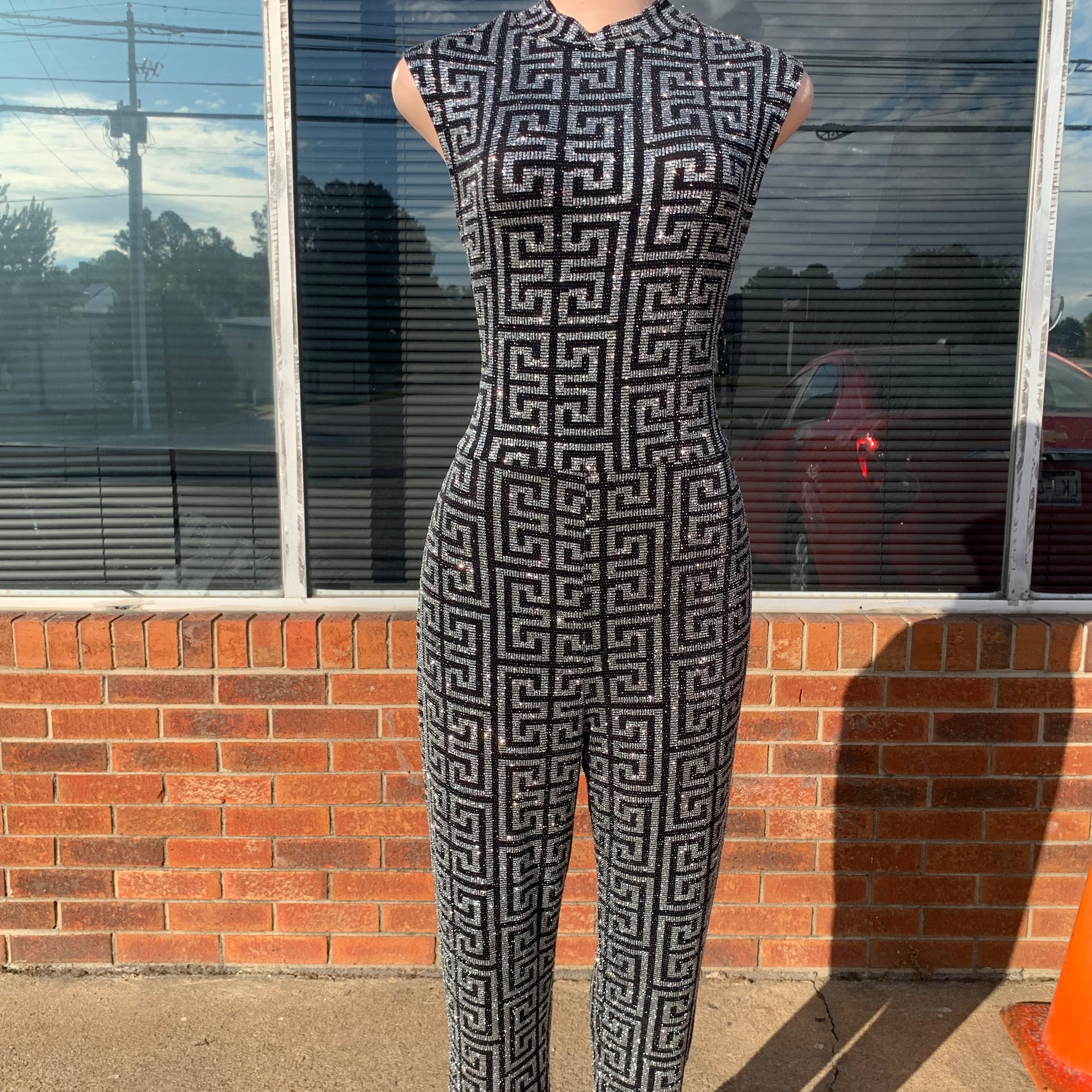 Glitter Jumpsuit w/o Sleeves (Plus Size)