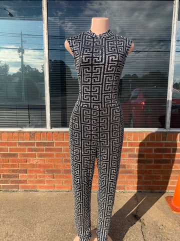 Glitter Jumpsuit w/o Sleeves (Plus Size)