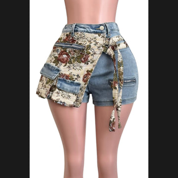 Floral Denim Shorts