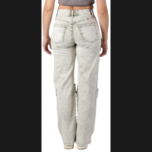 Acid Wash Cargo Jeans