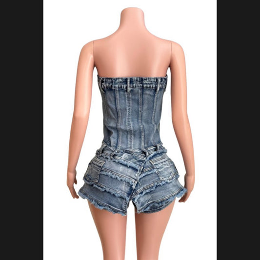 Edgy Denim Romper