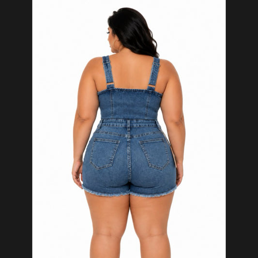 D’yauna Denim Romper (Plus Size)