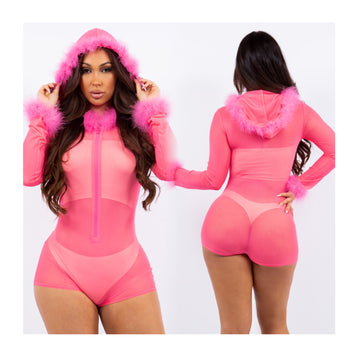 Feather Hoodie Romper