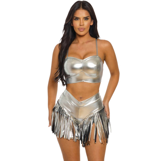 Double Fringe Shorts Set (Plu Size)