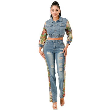 Floral Denim Set