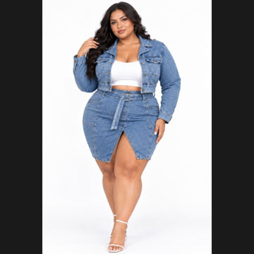 Anastasia Denim Skirt Set (Plus)