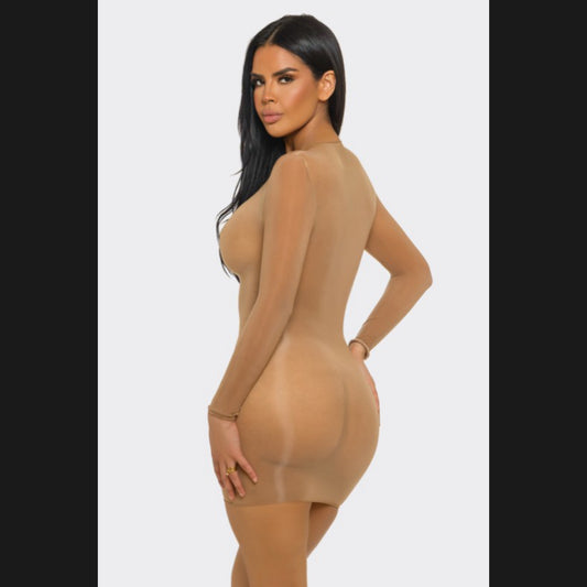 Geliana Gloss Mini Dress (Long Sleeves)