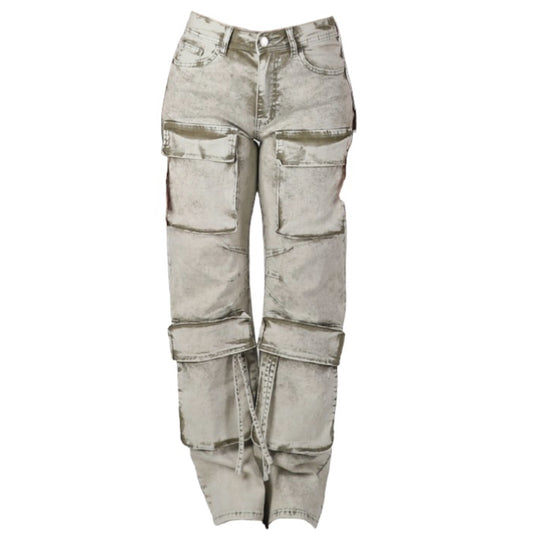Acid Wash Cargo Jeans