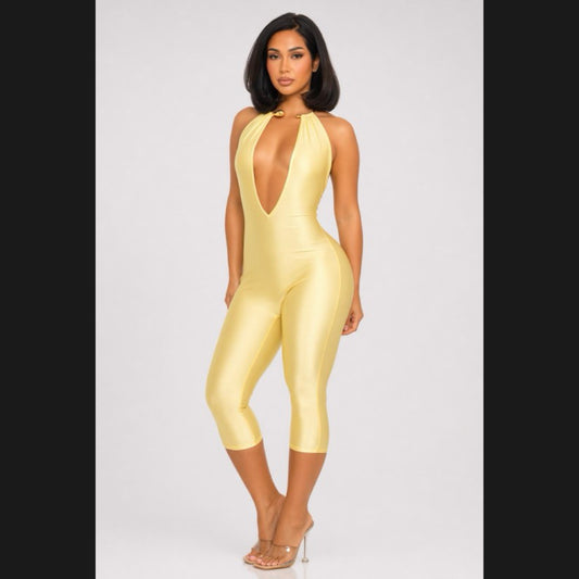 Teardrop Necklace Capri Jumpsuit