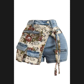Floral Denim Shorts