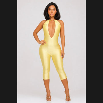 Teardrop Necklace Capri Jumpsuit
