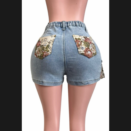 Floral Denim Shorts