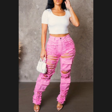 Shredded Denim Jeans