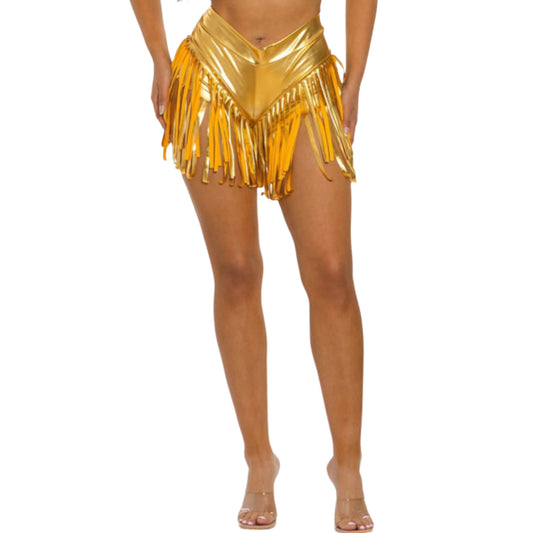 Leather Fringe Shorts (Plus Size)