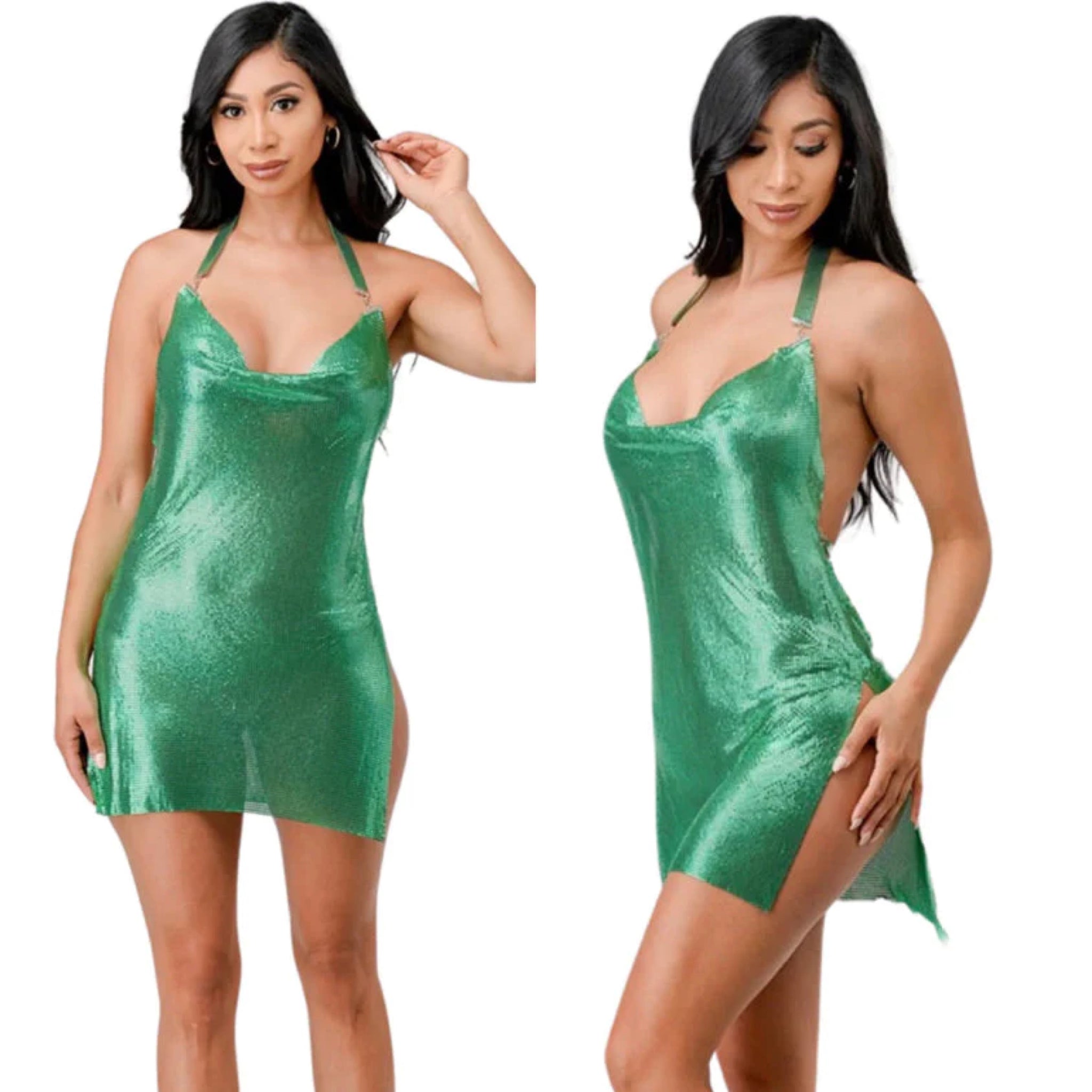 Nala Metallic Dress (Green)