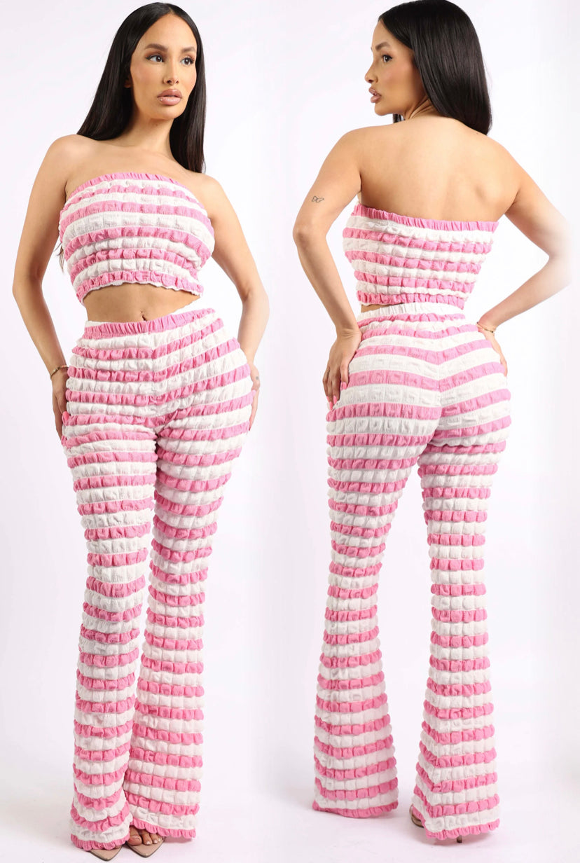 Poppin Pants Set (Pink/White)