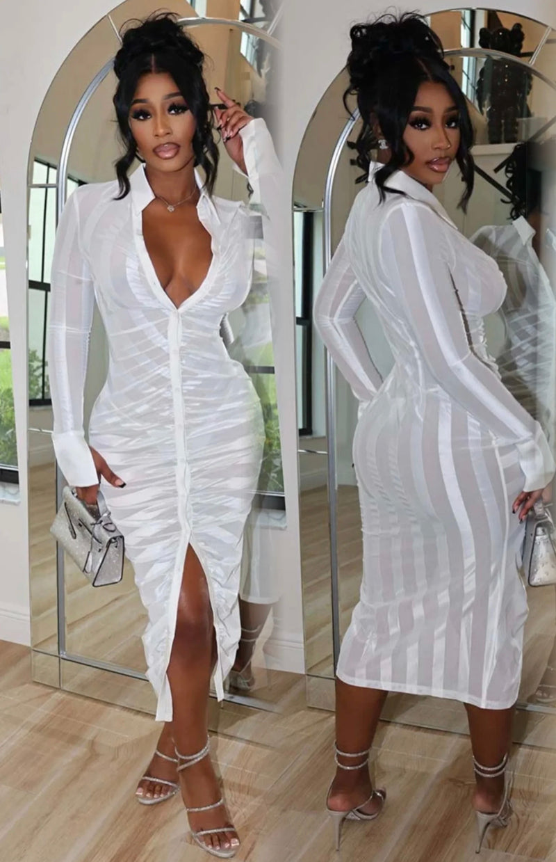 Dria Sheer Dress (Off White)